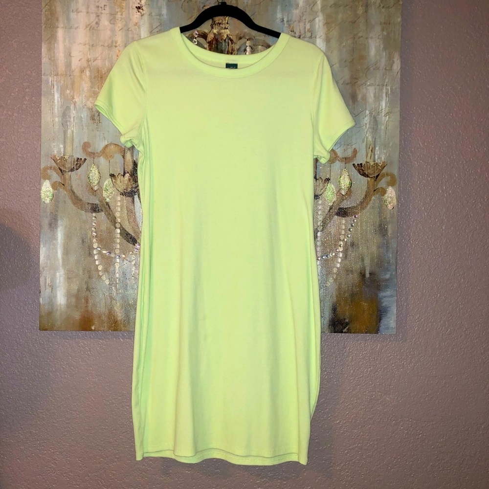 Lime green t-shirt dress